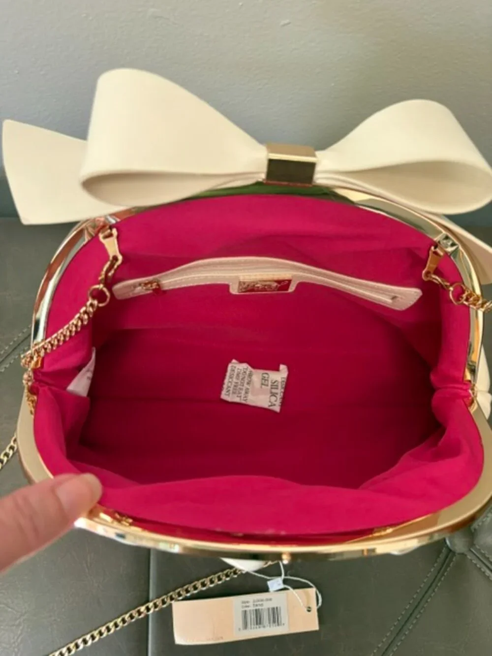 Jewel Badgley Mischka Gold Frame Clutch Crossbody Evening Bag NWT